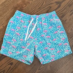 Chubbies Swim Trunks with Pink Flamingo Print